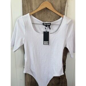 NWT Women's Dkny Jeans White Bodysuit SZ Large